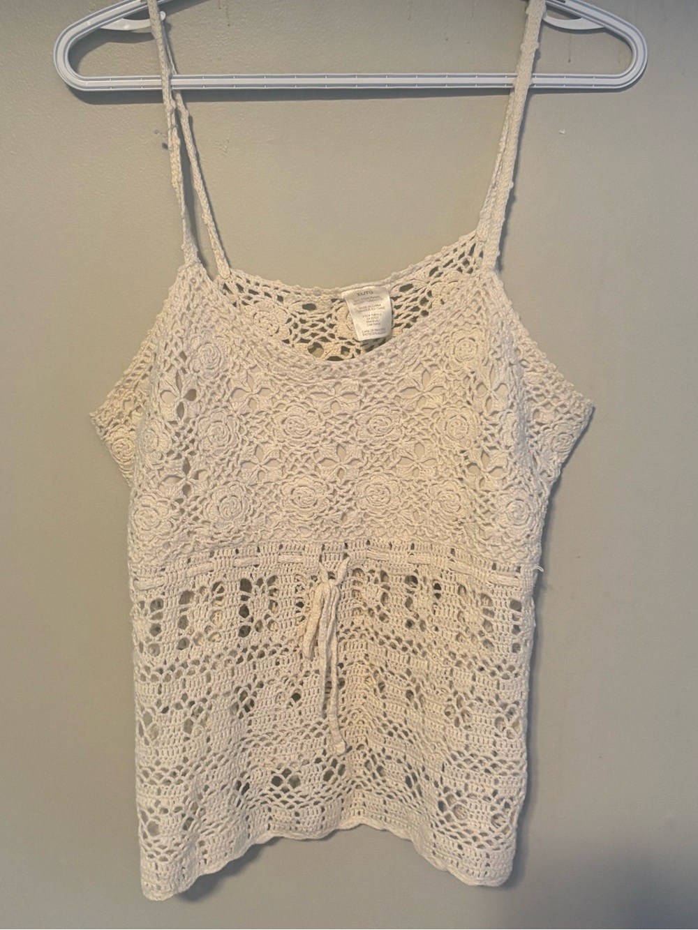 Vintage Cottagecore Bohemian Crochet Lace White Tank Top Prairie Size XL - Picture 2 of 7